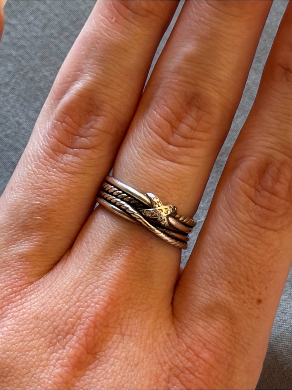 DAVID YURMAN Sterling Silver and Diamonds X Crossover Braided Ring - Picture 4 of 8